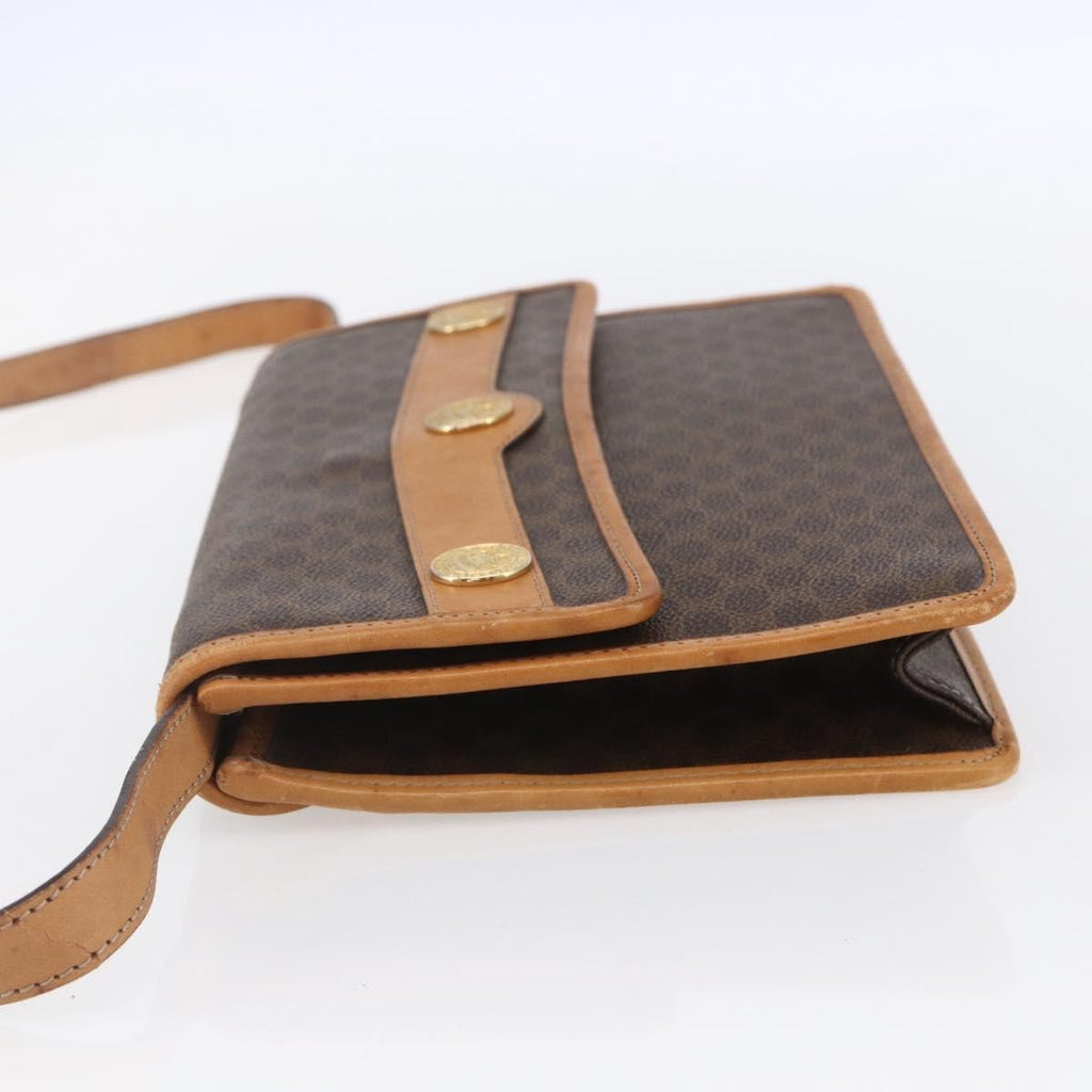 Celine Vintage Macadam Shoulder Bag Canvas And Leather Brown Canvas Shoulder Bag Bag