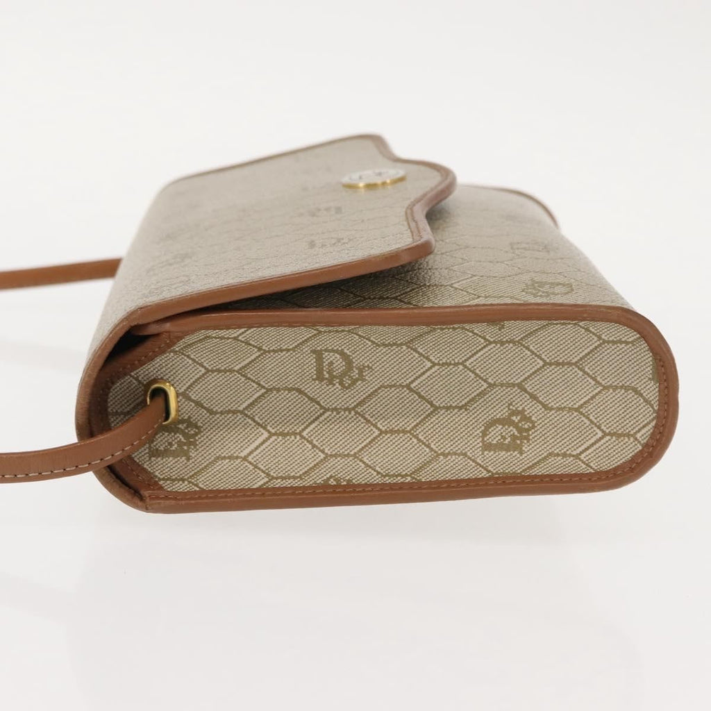 Christian Dior Vintage Honeycomb Flap Crossbody Bag Canvas And Leather Beige Canvas Shoulder Bag Bag (Pre-Owned)