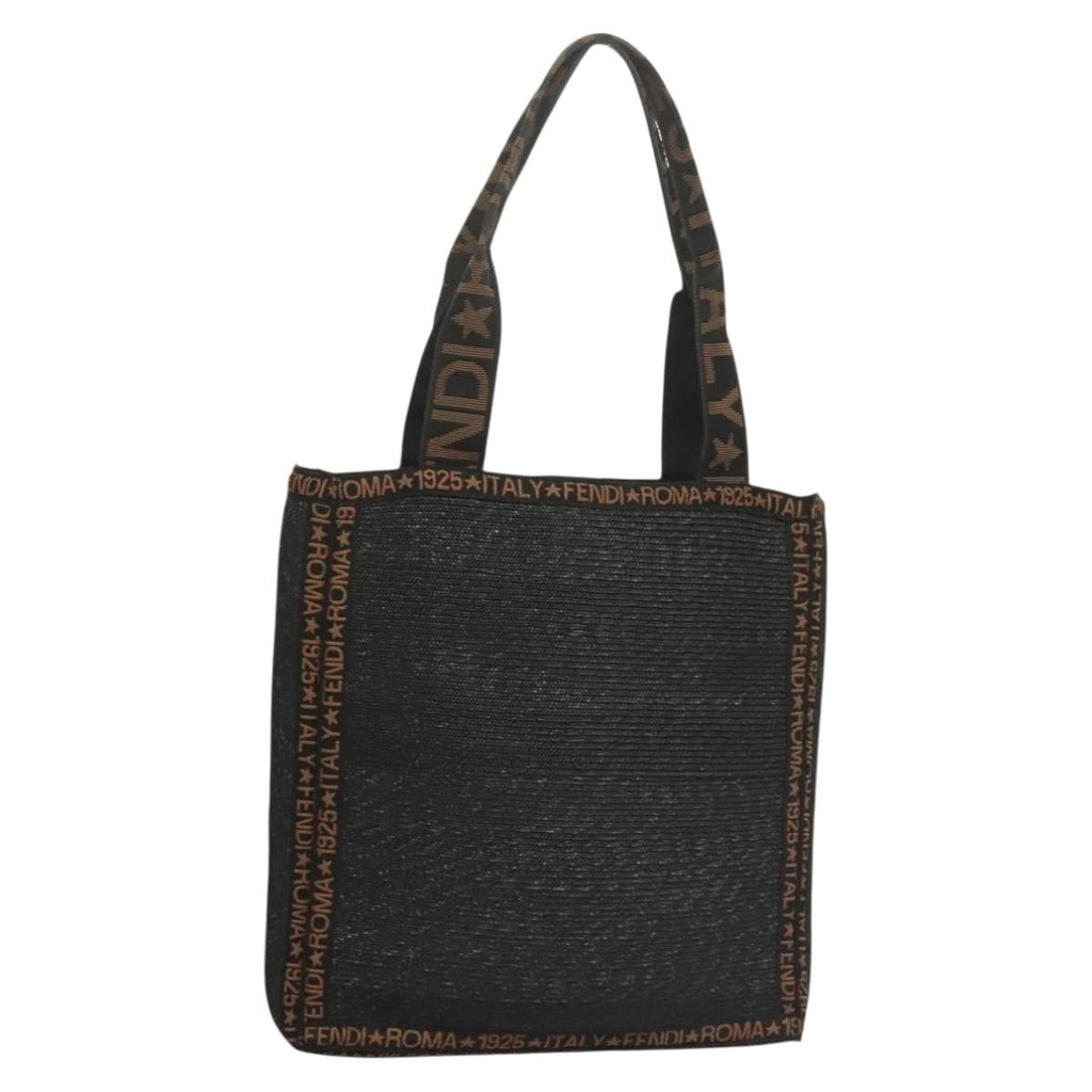 Fendi Zucca Tote Bag Straw Black Wood Tote Bag Bag