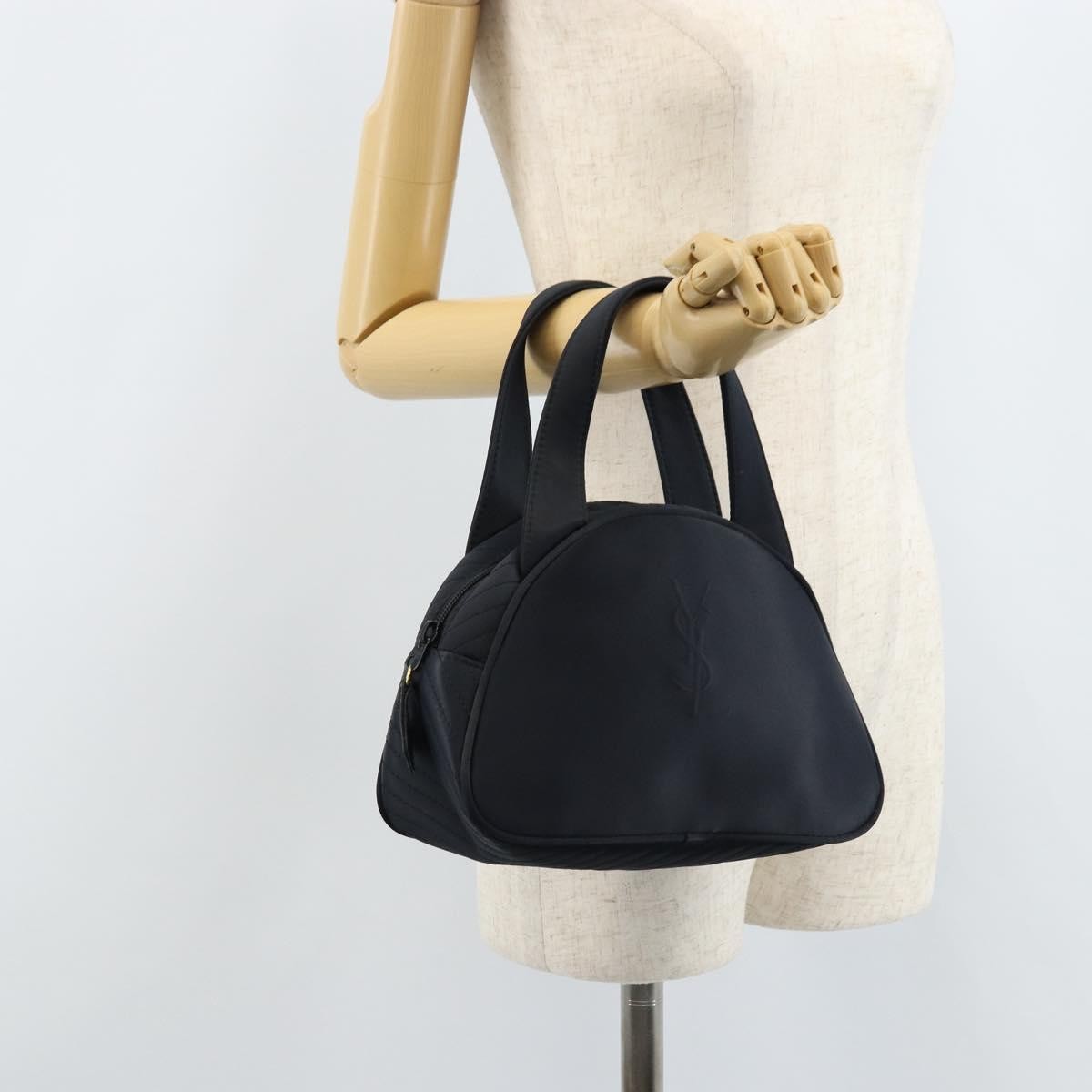 Saint Laurent Vintage Handbag Nylon Black Nylon Handbag (Pre-Owned)