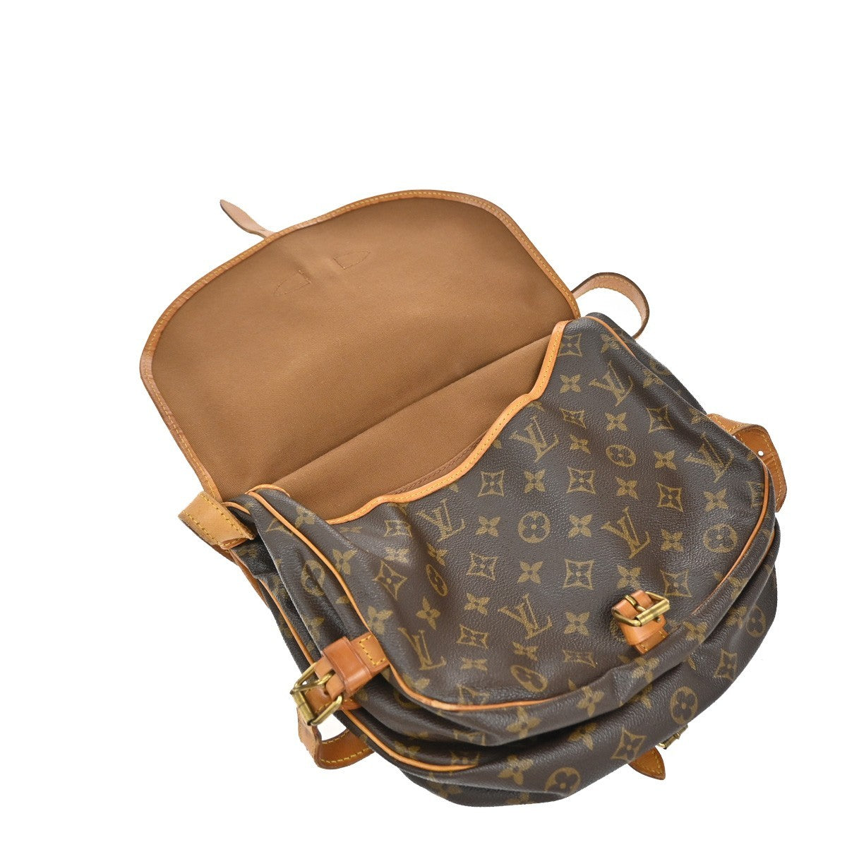 Louis Vuitton Saumur Handbag Monogram Canvas Brown Canvas Shoulder Bag