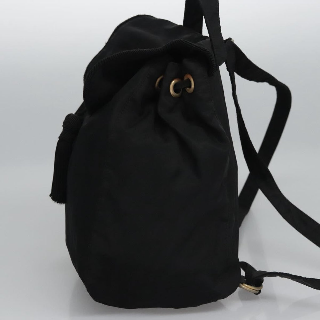 Prada Flap Drawstring Backpack Tessuto Black Nylon Backpack Bag