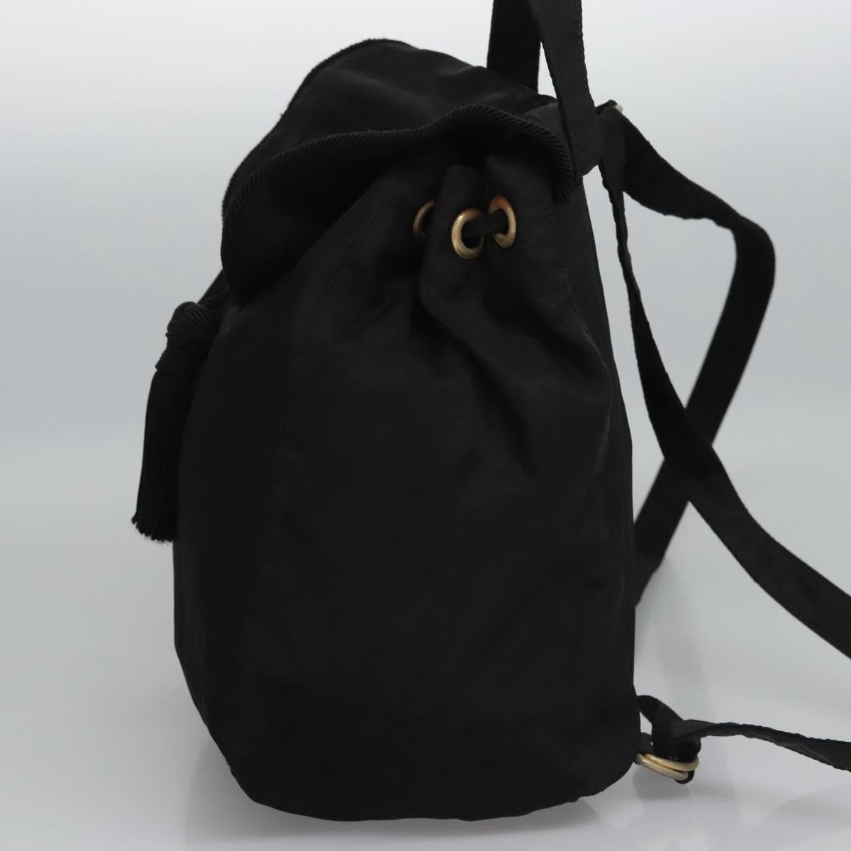 Prada Flap Drawstring Backpack Tessuto Black Nylon Backpack Bag