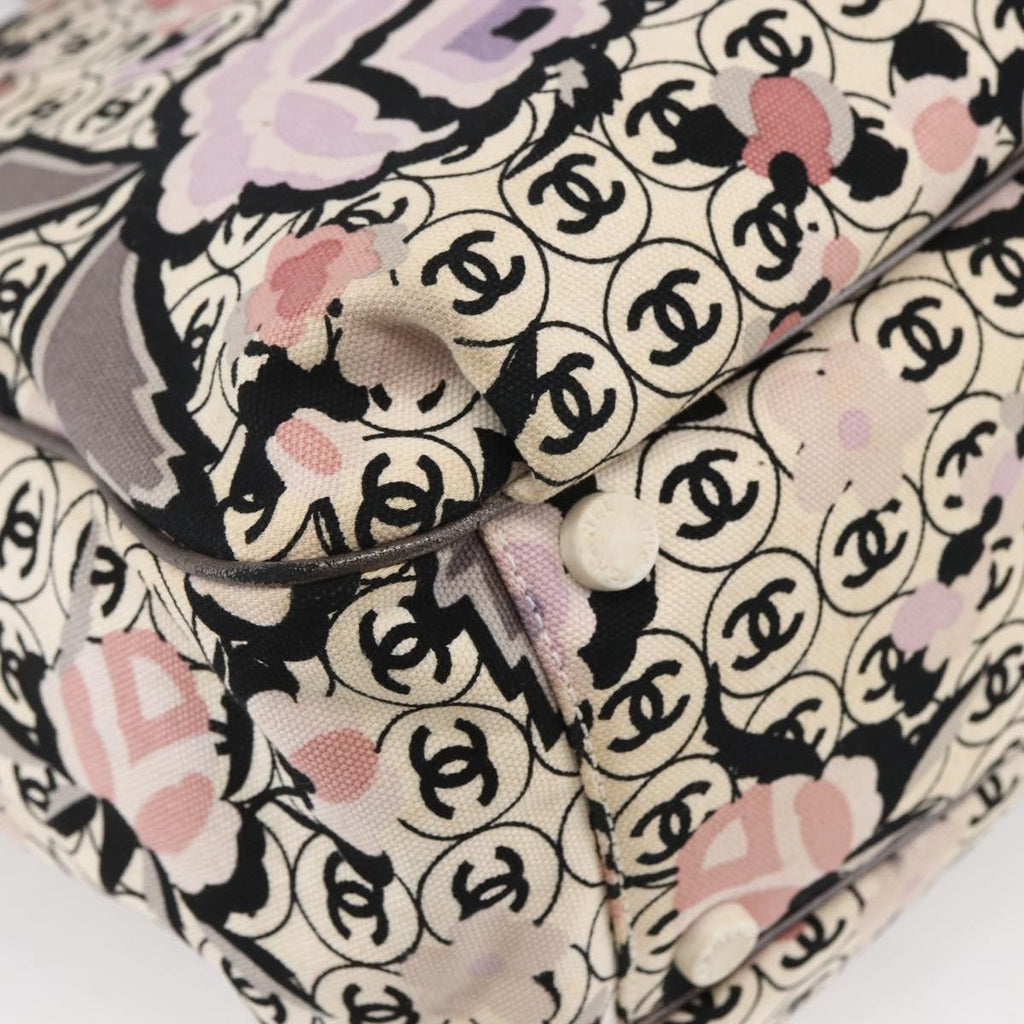 Chanel Vintage Floral Tote Canvas Beige Canvas Tote Bag Bag