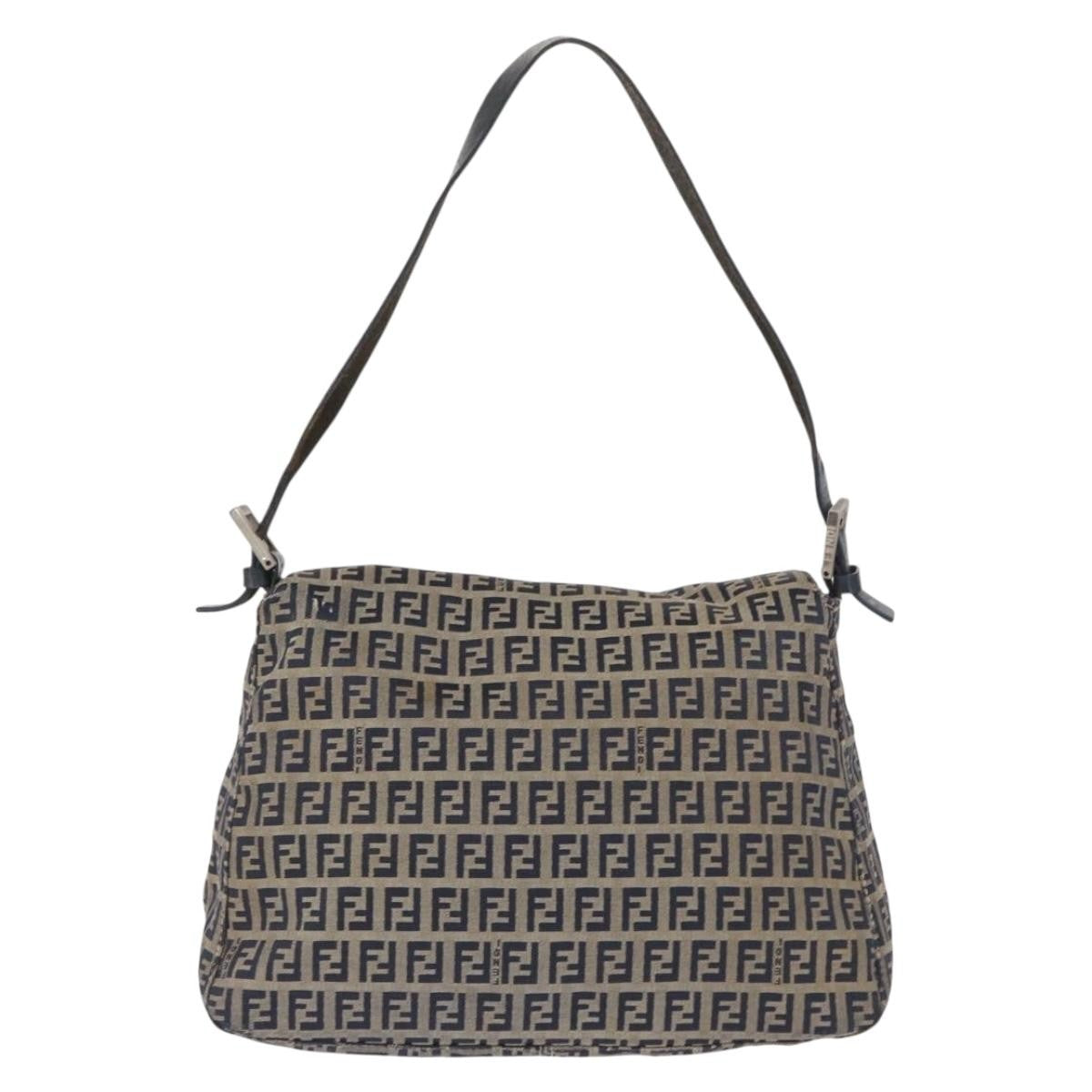Fendi Mama Forever Bag Zucchino Canvas Navy Canvas Shoulder Bag Bag