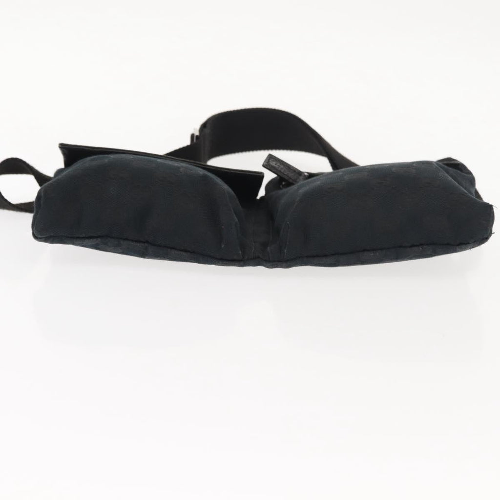 Gucci Vintage Double Belt Bag Gg Canvas With Leather Black Canvas Shoulder Bag Bag (Pre-Owned)
