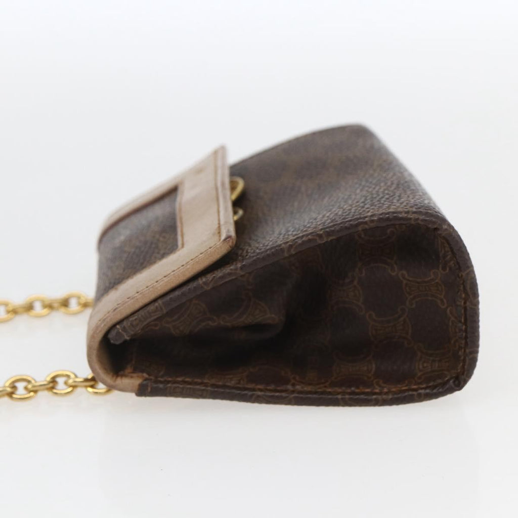Celine Vintage Macadam Shoulder Bag Canvas And Leather Brown Canvas Shoulder Bag Bag