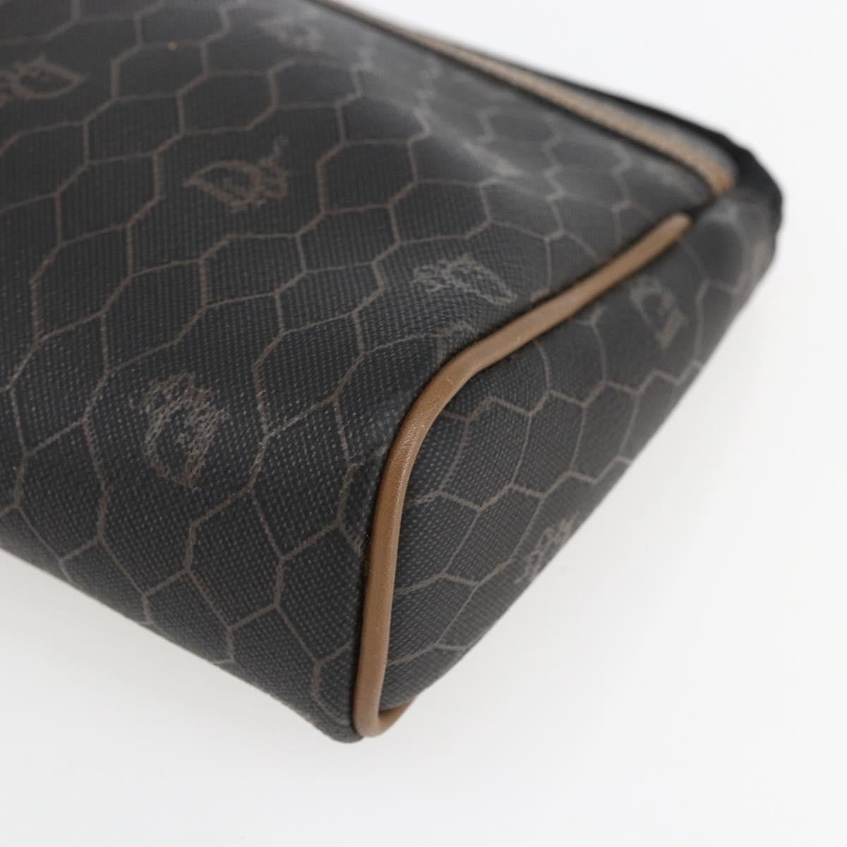 Christian Dior Vintage Honeycomb Zip Pouch Canvas And Leather Black Pvc Clutche & Pouche Bag (Pre-Owned)