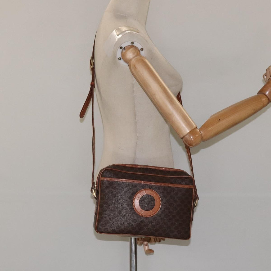 Celine Vintage Macadam Shoulder Bag Canvas And Leather Brown Canvas Shoulder Bag Bag
