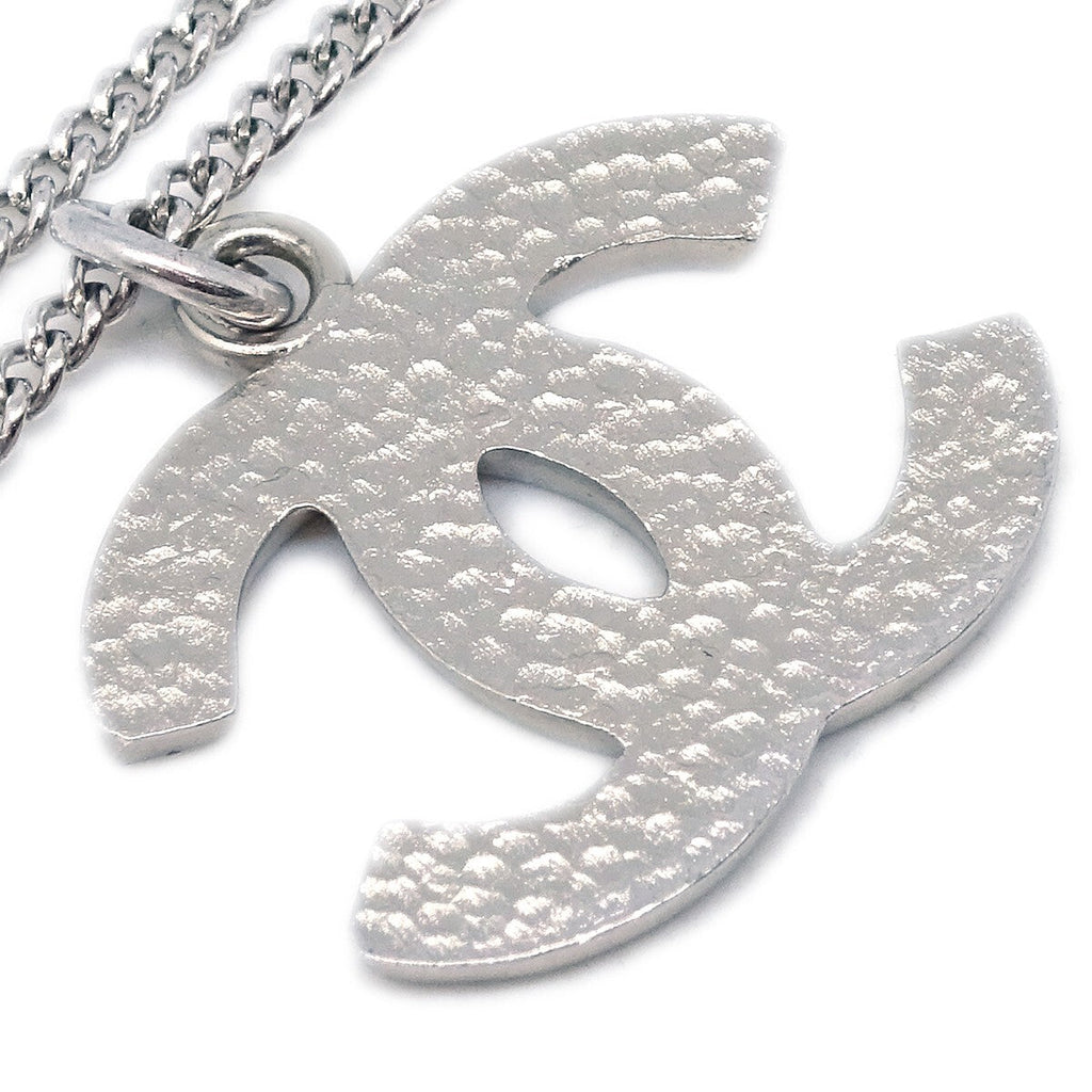 Chanel Cc Logo Pendant Necklace Metal Silver Silver_Plated Necklace Jewelry