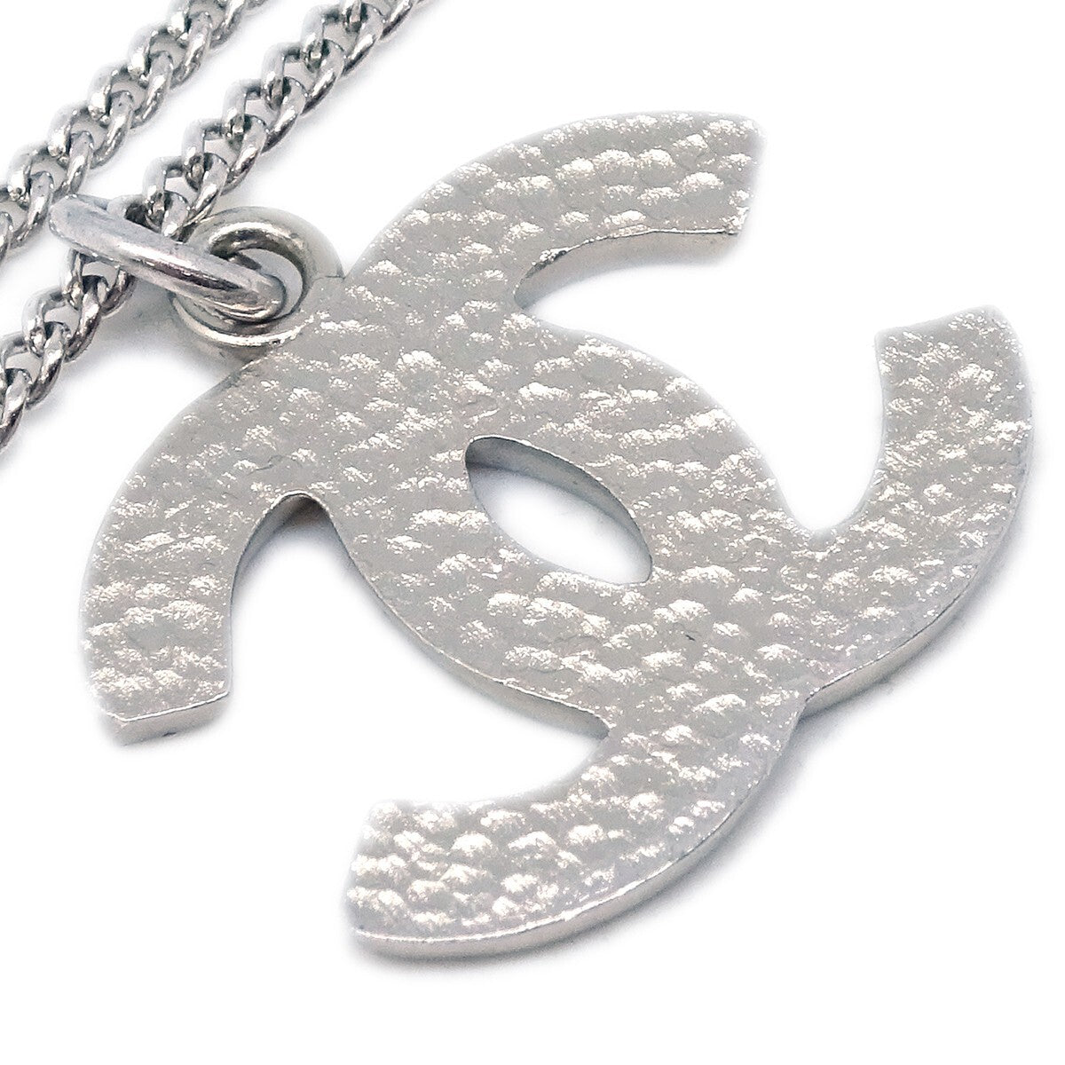Chanel Cc Logo Pendant Necklace Metal Silver Silver_Plated Necklace Jewelry