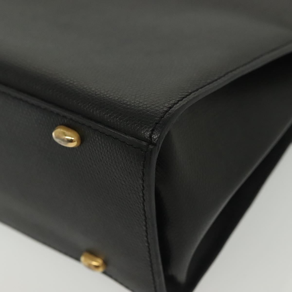 Celine Vintage Convertible Turnlock Top Handle Bag Leather Black Leather Bag