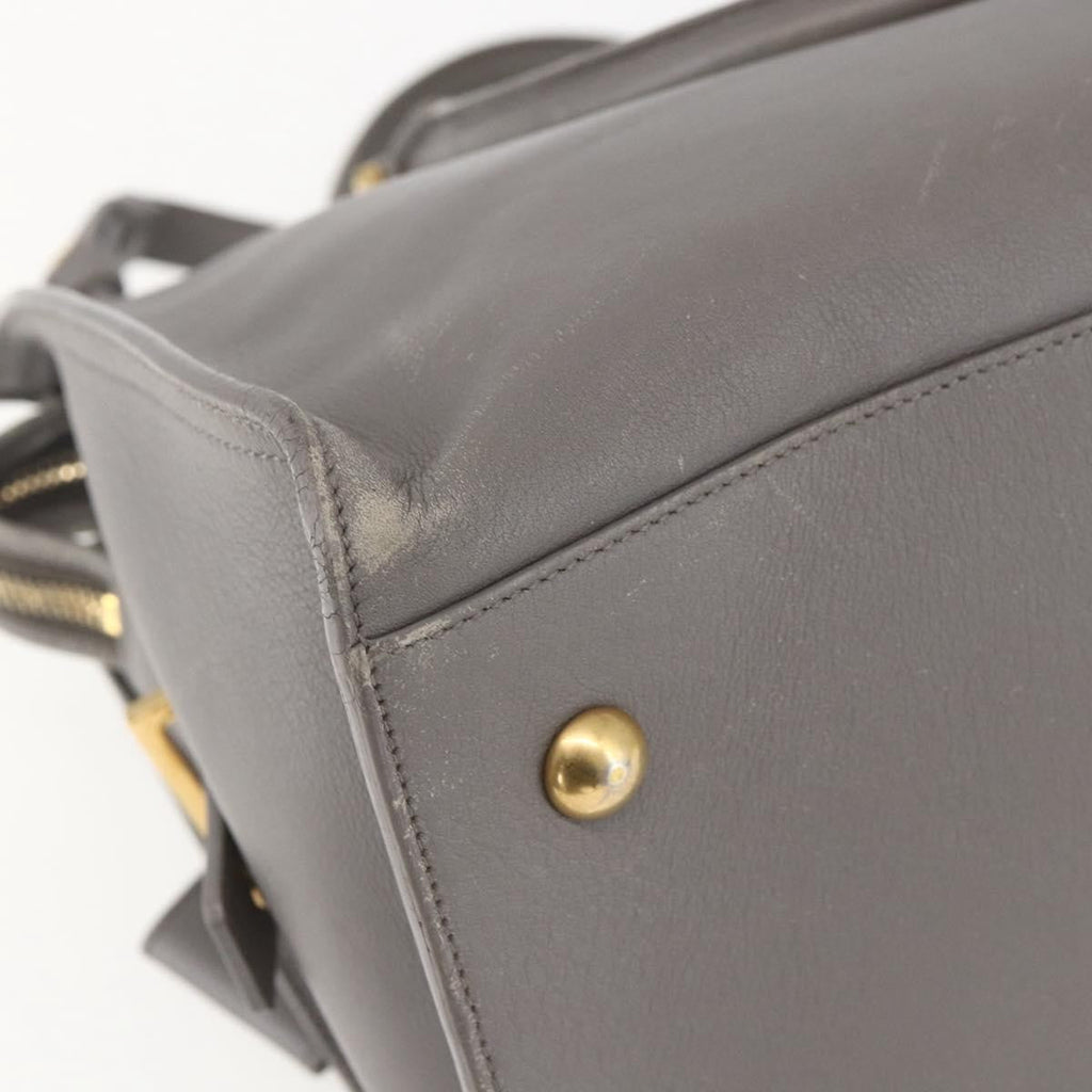 Saint Laurent Classic Y Cabas Leather Gray Leather Tote Bag Bag (Pre-Owned)