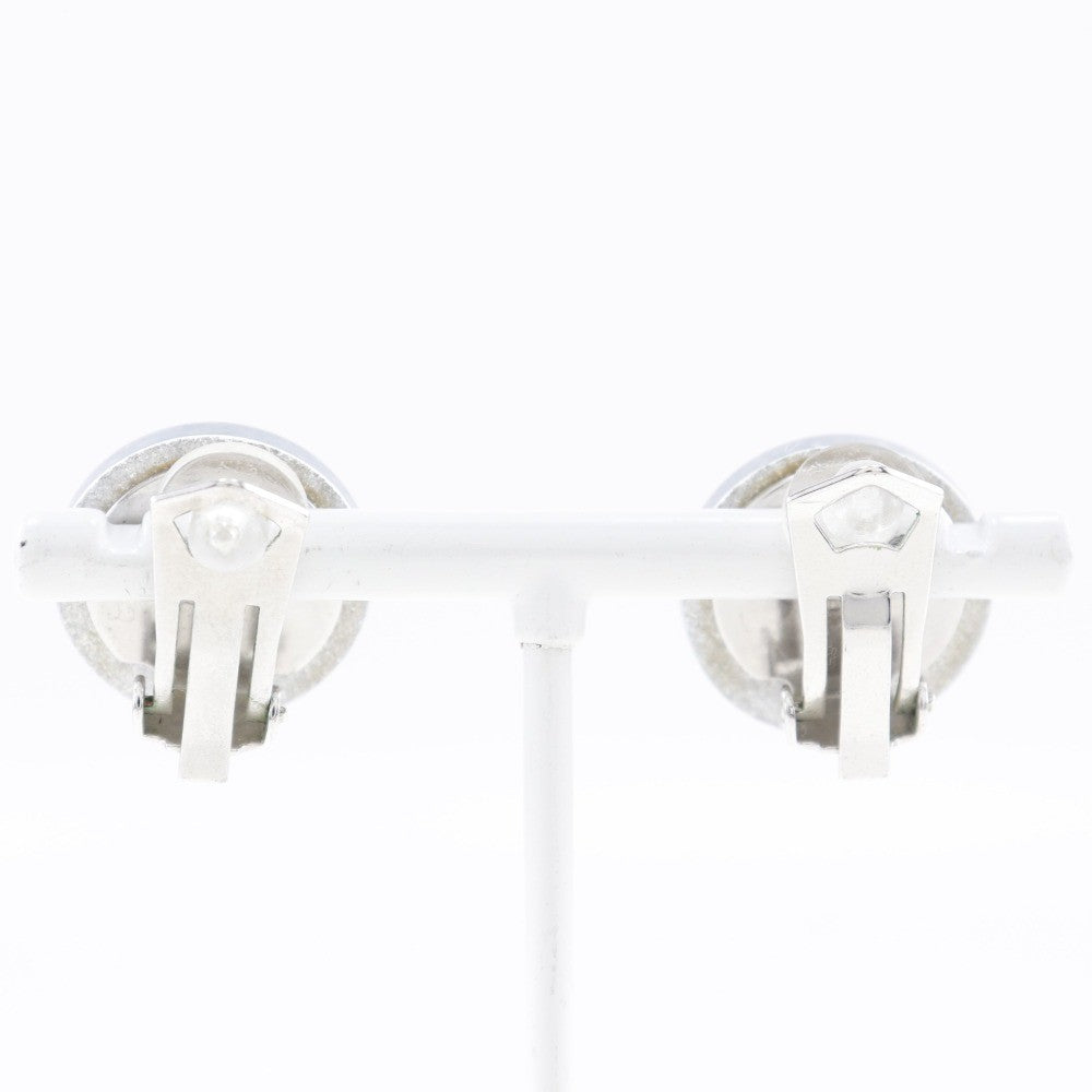 Chanel Cc Round Clip-On Earrings Glitter Resin Silver Plastic Earrings Jewelry