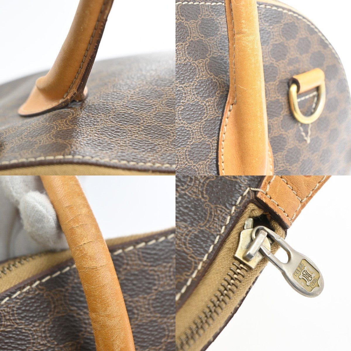 Celine Macadam Handbag Macadam With Leather Brown Pvc Handbag