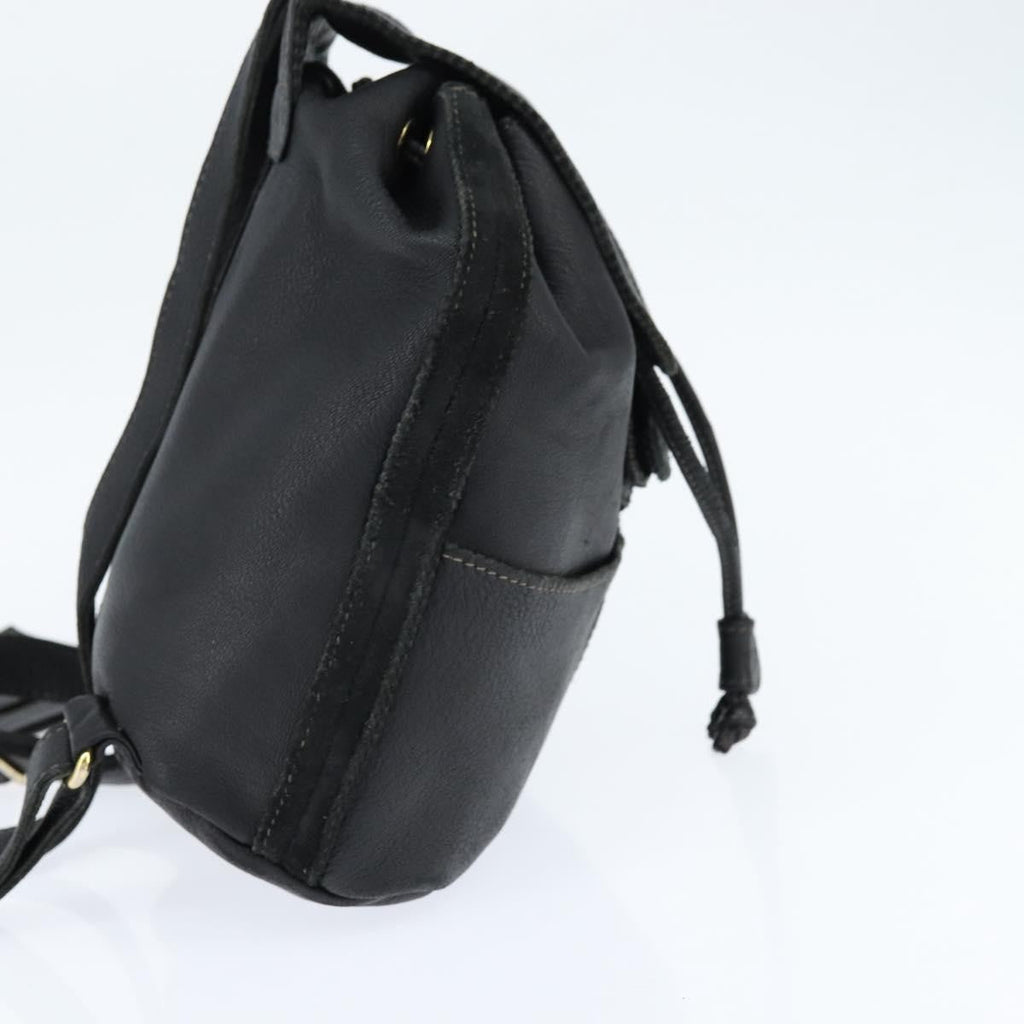 Fendi Logo Flap Drawstring Backpack Leather Black Leather Backpack Bag