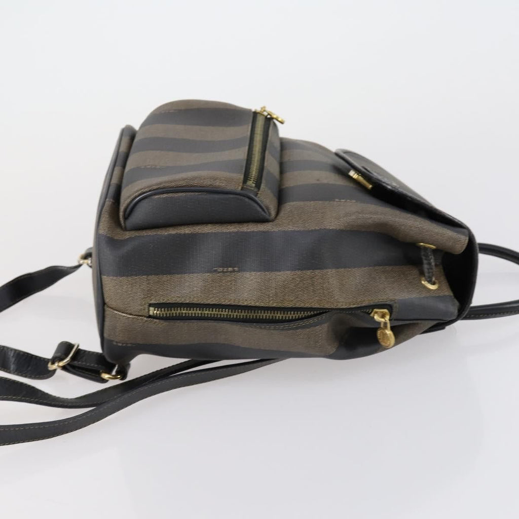 Fendi Pequin Front Pocket Backpack Coated Canvas Brown Pvc Backpack Bag