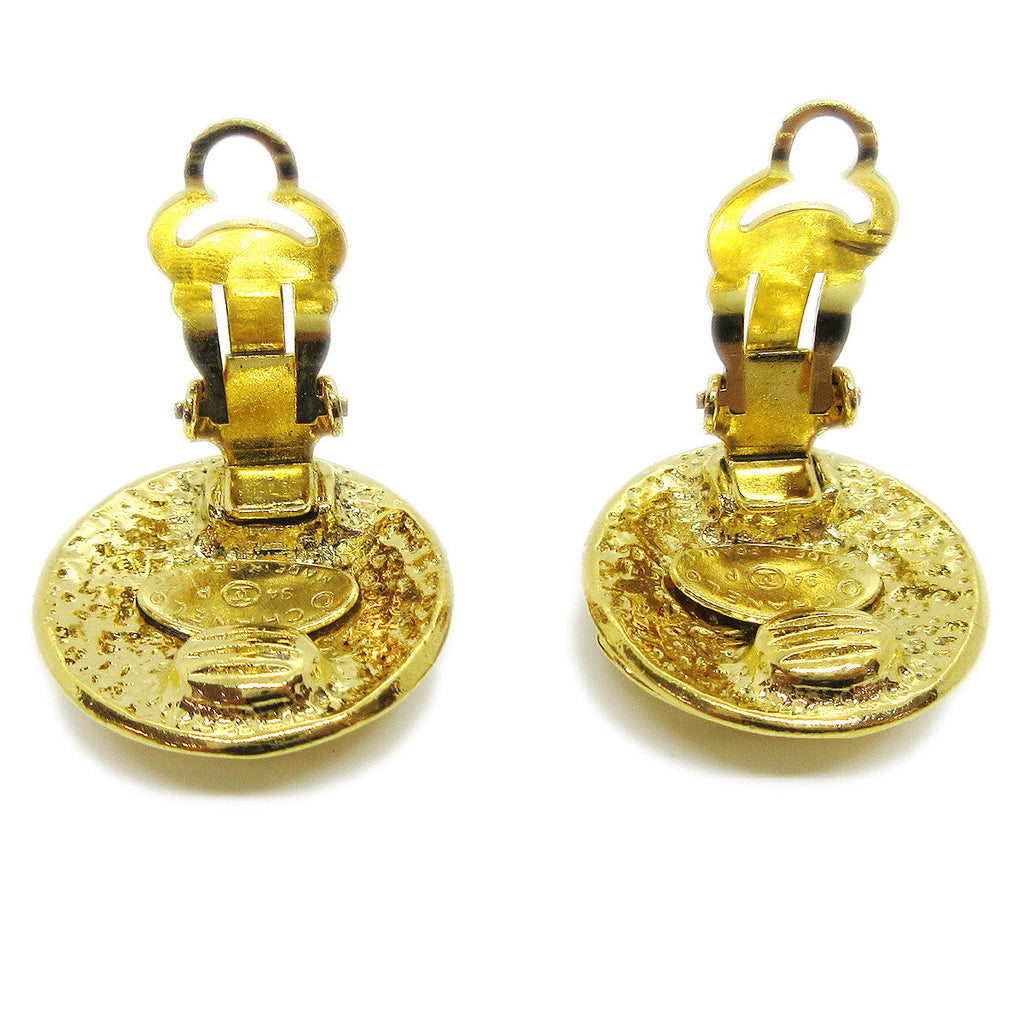 Chanel Vintage Cc Round Clip-On Earrings Metal Gold Gold_Plated Earrings Jewelry