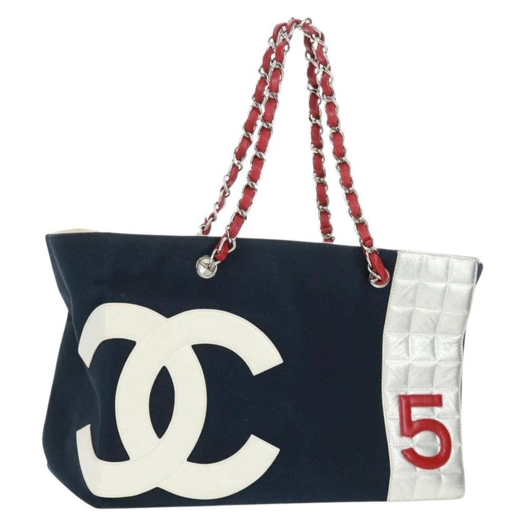 Chanel No.5 Tote Canvas And Leather Navy Canvas Tote Bag Bag