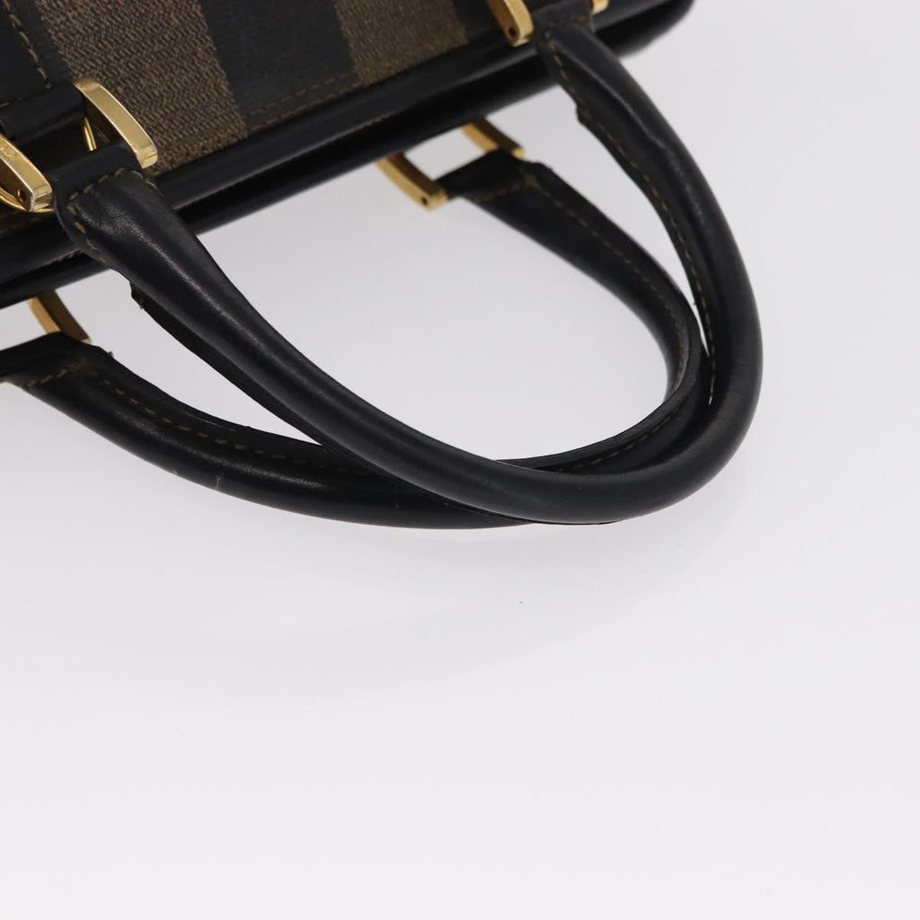 Fendi Vintage Pequin Convertible Boston Bag Coated Canvas Brown Canvas Travel Bag Bag