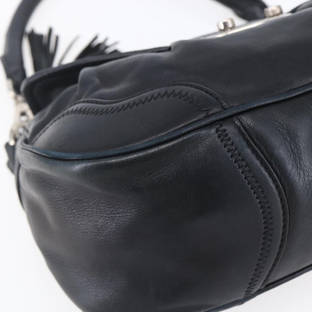 Prada Pushlock Shoulder Bag Leather Black Leather Shoulder Bag Bag