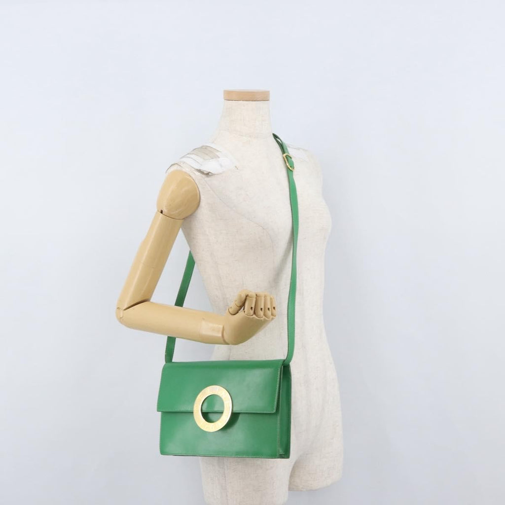 Celine Circle Logo Shoulder Bag Leather Green Leather Shoulder Bag Bag