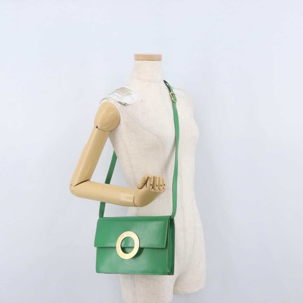 Celine Circle Logo Shoulder Bag Leather Green Leather Shoulder Bag Bag
