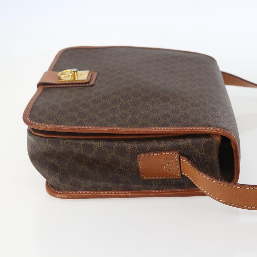 Celine Vintage Macadam Shoulder Bag Canvas And Leather Brown Canvas Shoulder Bag Bag