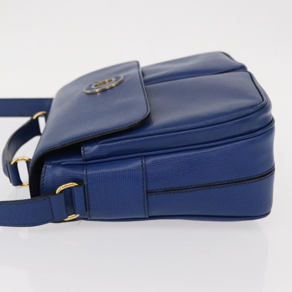 Celine Vintage Circle Logo Crossbody Bag Leather Blue Leather Shoulder Bag Bag
