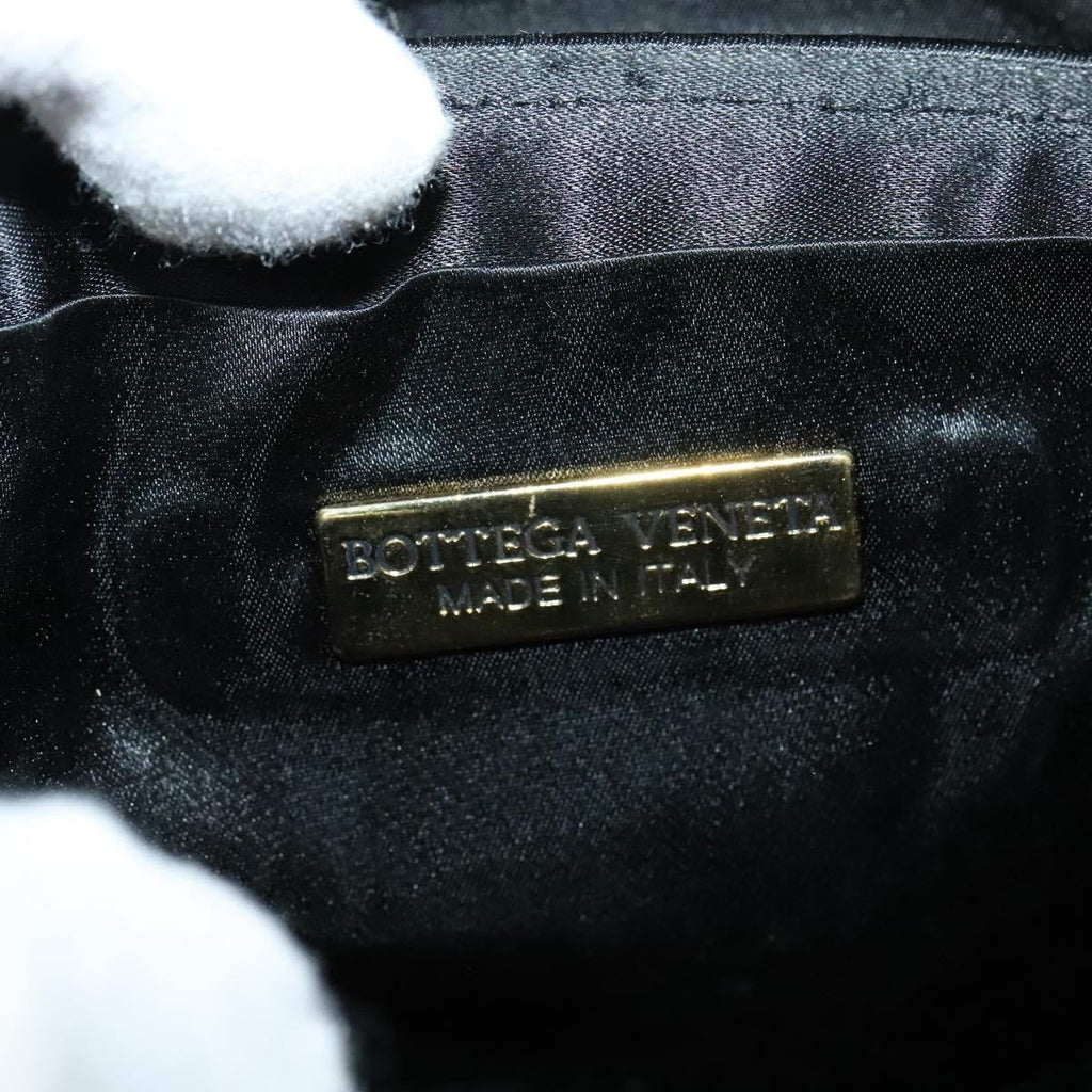 Bottega Veneta Intrecciato Clutch Bag Calfskin Black Satin Shoulder Bag Bag