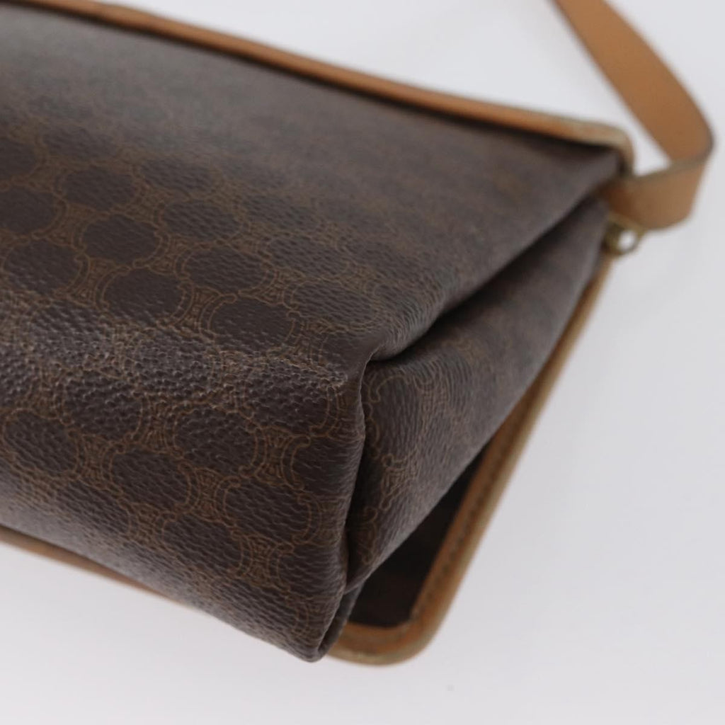 Celine Vintage Macadam Shoulder Bag Canvas And Leather Brown Canvas Shoulder Bag Bag