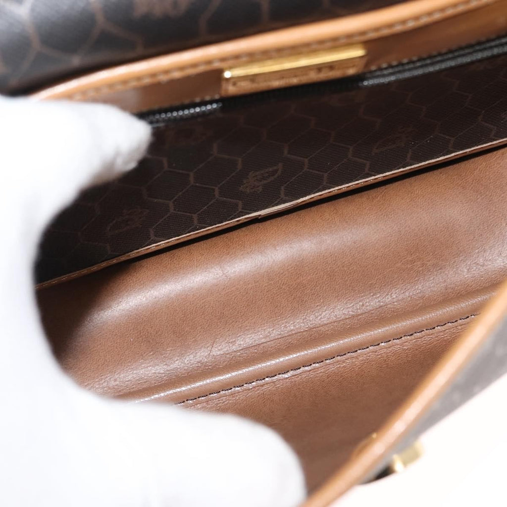 Christian Dior Vintage Honeycomb Shoulder Bag Canvas And Leather Brown Canvas Shoulder Bag Bag (Pre-Owned)