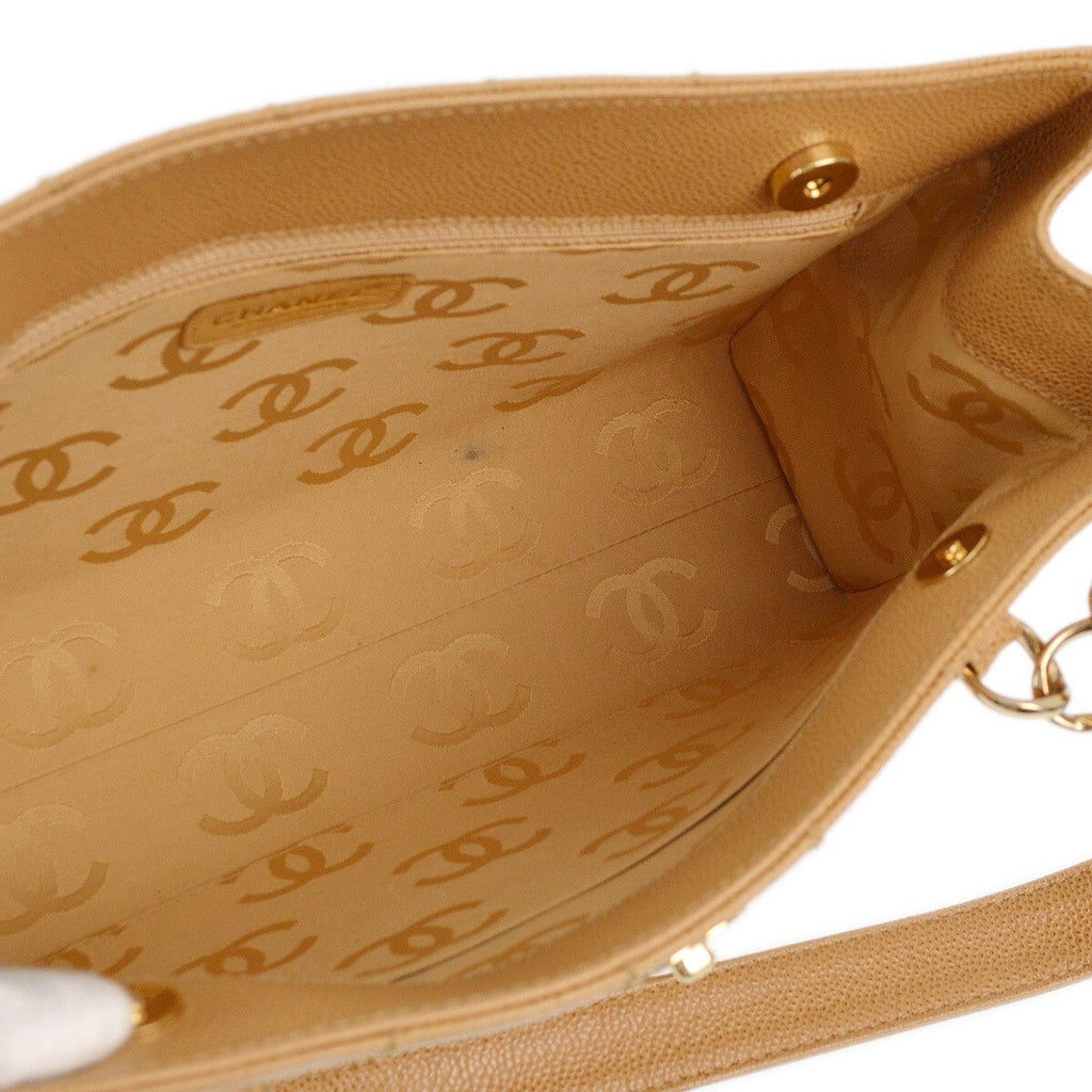 Chanel Vintage Chocolate Bar Zip Around Tote Quilted Calfskin Beige Leather Tote Bag Bag