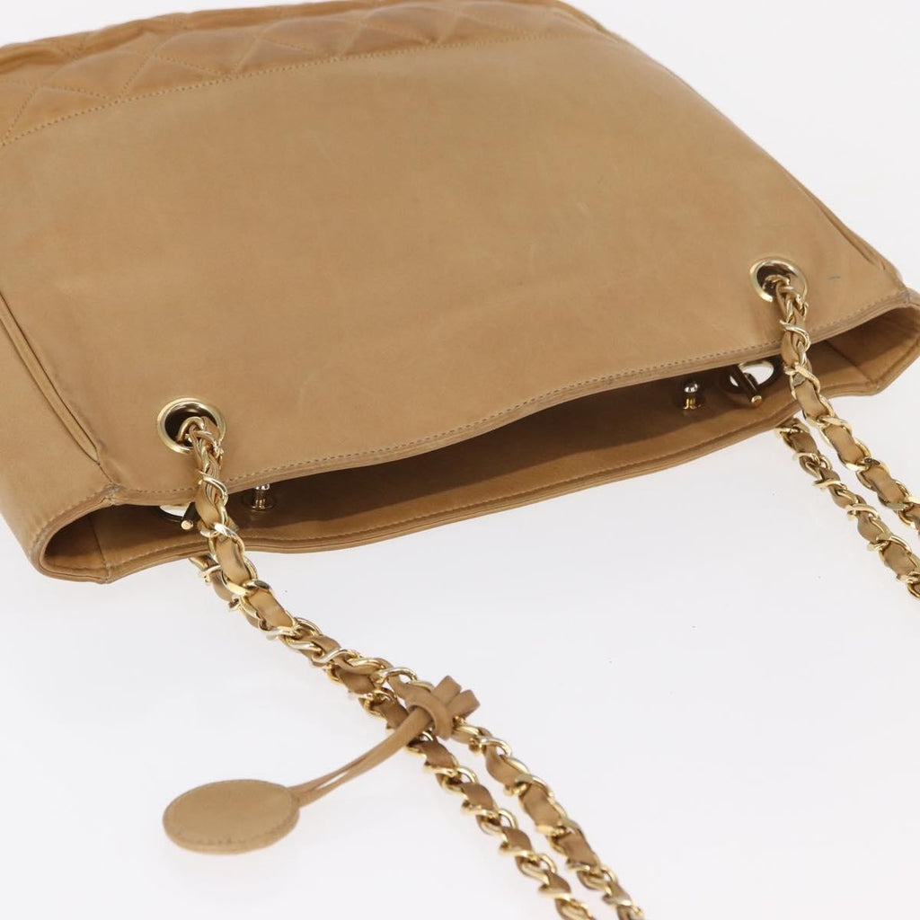Chanel Vintage Shopping Tote Lambskin Beige Leather Tote Bag Bag