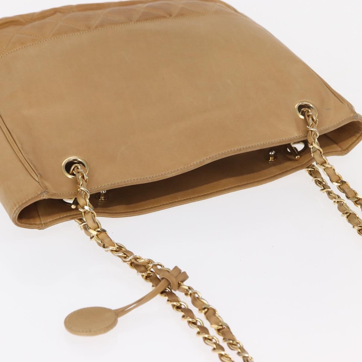 Chanel Vintage Shopping Tote Lambskin Beige Leather Tote Bag Bag