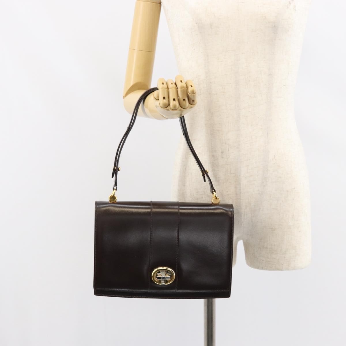Gucci Vintage Shoulder Bag Leather Brown Leather Shoulder Bag Bag (Pre-Owned)