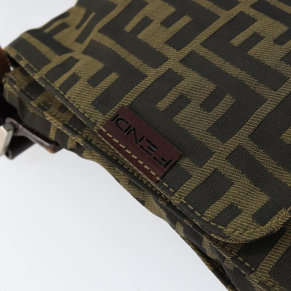 Fendi Flat Messenger Bag Zucca Canvas Brown Canvas Shoulder Bag Bag