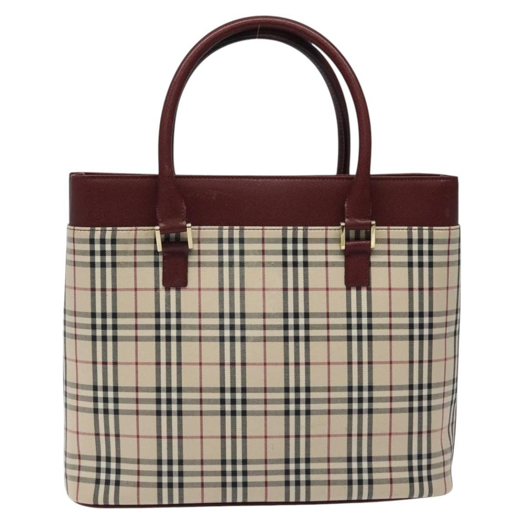 Burberry Nova Check Tote Canvas And Leather Beige Canvas Tote Bag