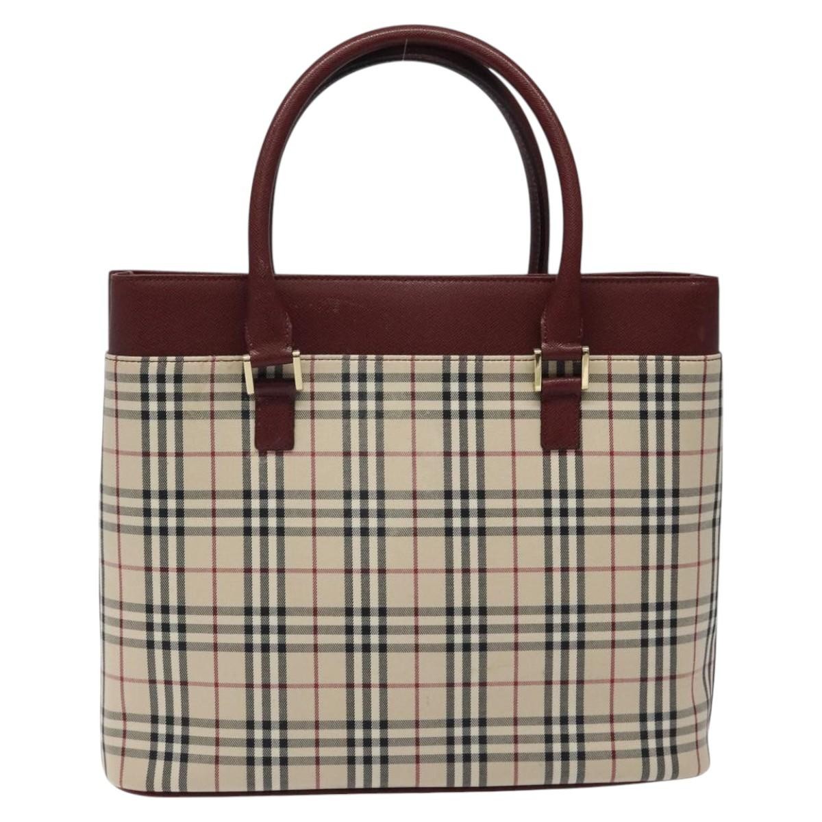 Burberry Nova Check Tote Canvas And Leather Beige Canvas Tote Bag