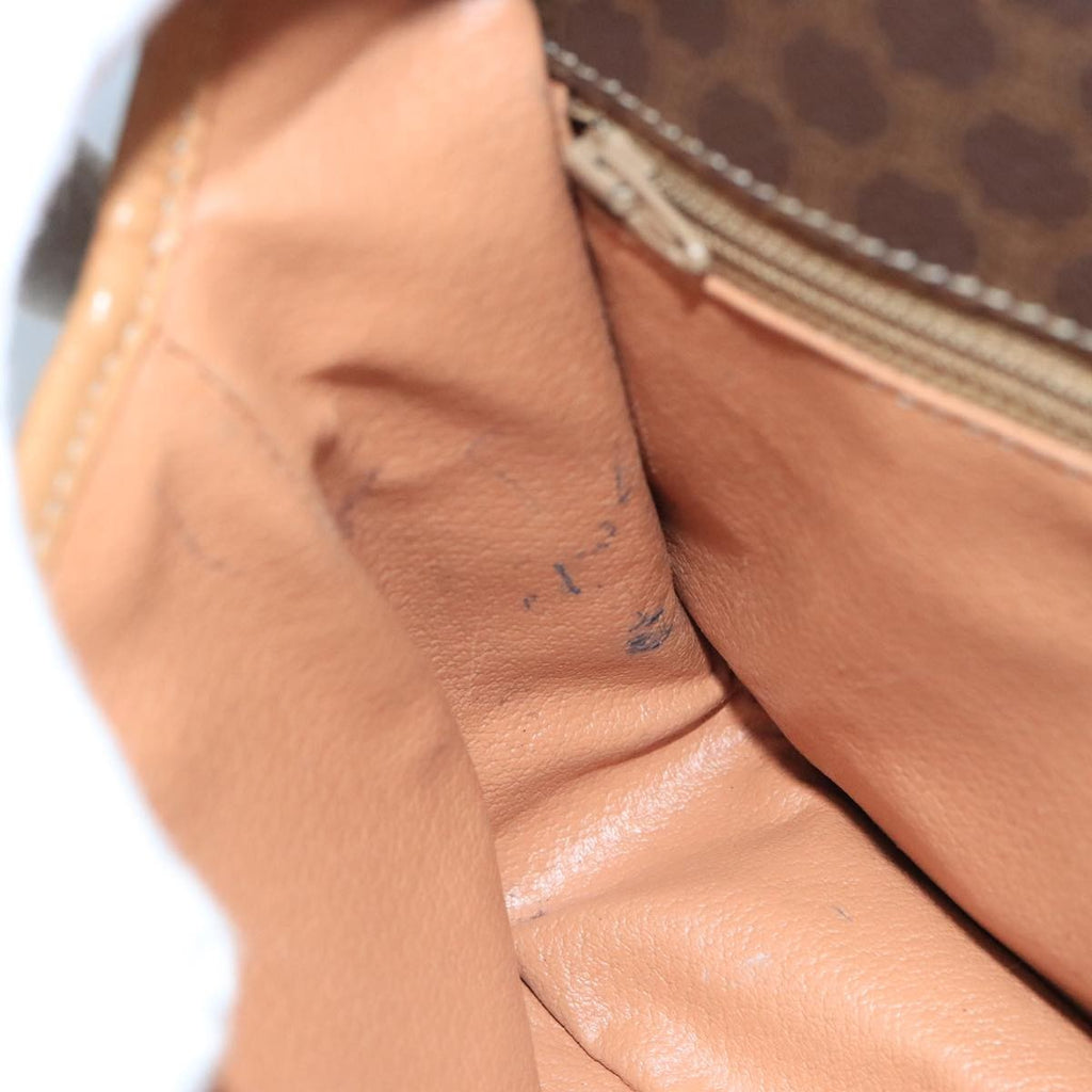 Celine Vintage Macadam Circle Logo Shoulder Bag Canvas And Leather Brown Canvas Shoulder Bag Bag