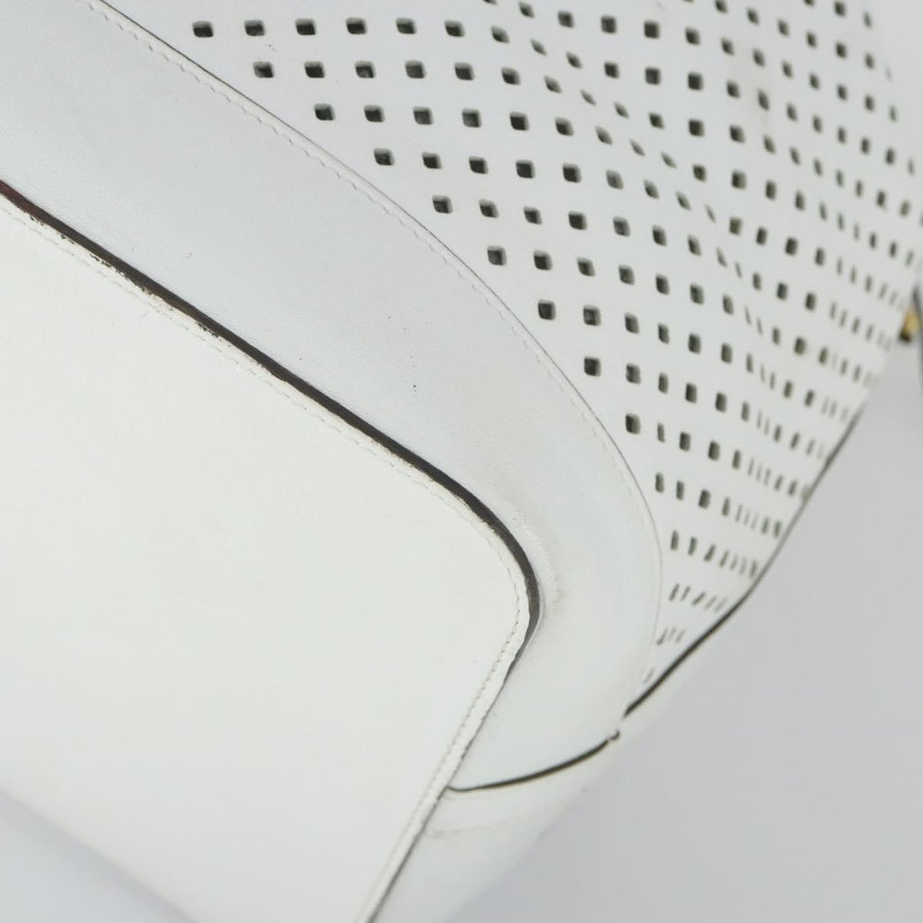 Louis Vuitton Flore Noe Handbag Perforated Leather White Leather Shoulder Bag