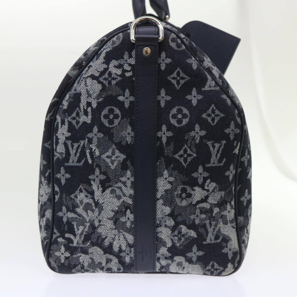 Louis Vuitton Keepall Bandouliere Bag Monogram Tapestry Canvas Navy Canvas Bag