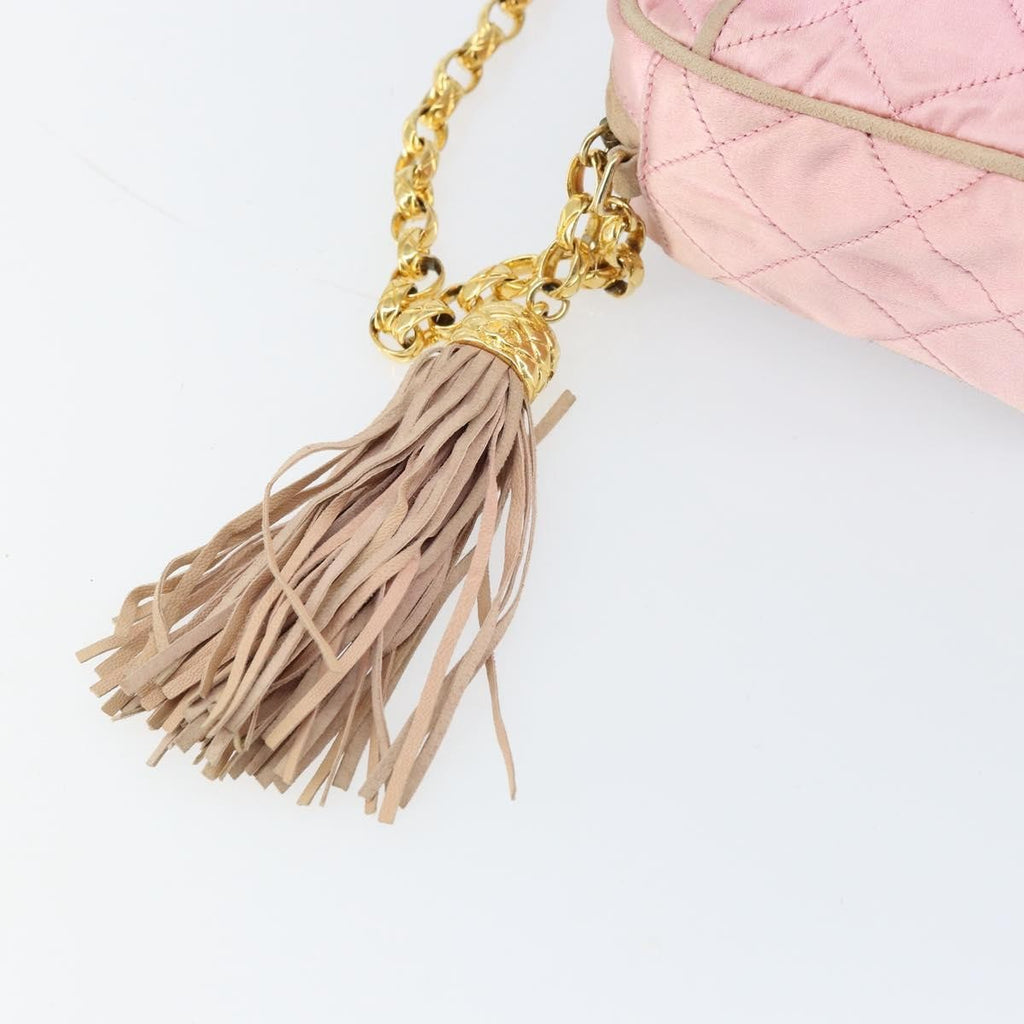 Chanel Vintage Camera Tassel Bag Satin Pink Satin Shoulder Bag Bag