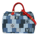 Louis Vuitton Speedy Bandouliere Bag Damier And Monogram Patchwork Denim Blue Denim_Jeans Handbag