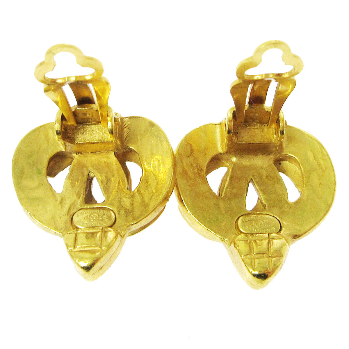 Chanel Cc Logo Heart Gold-Plated Gold Gold_Plated Earrings Jewelry