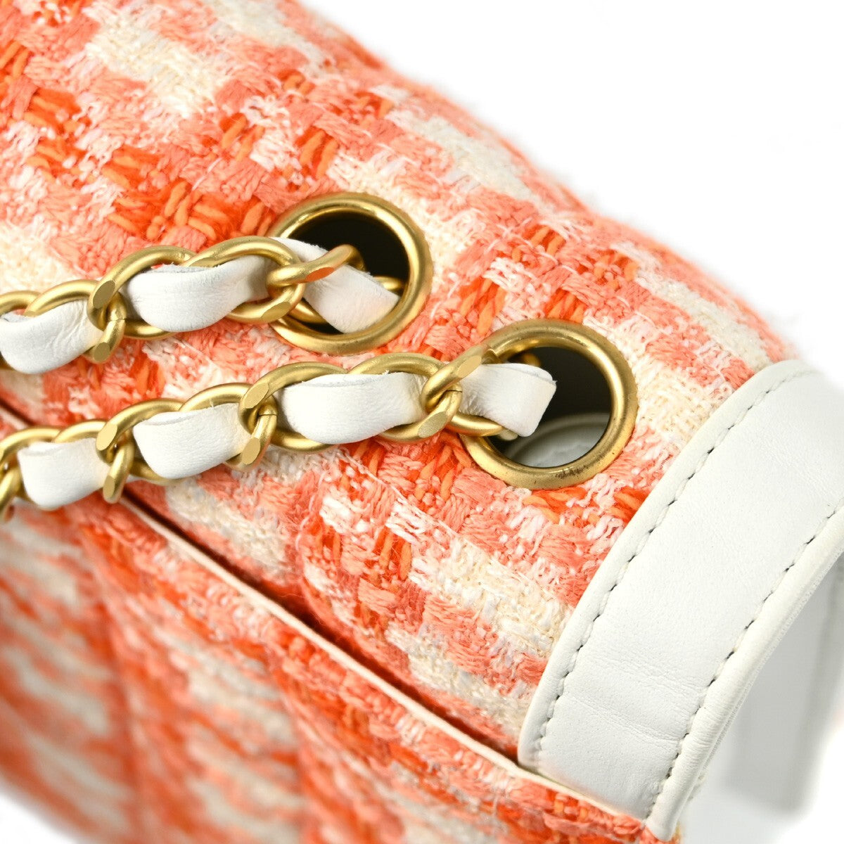 Chanel Vintage Chocolate Bar Cc Flap Bag Quilted Tweed Orange Tweed Clutche & Pouche Bag