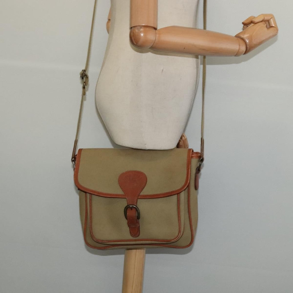 Burberry Front Pocket Messenger Bag Canvas Beige Canvas Shoulder Bag