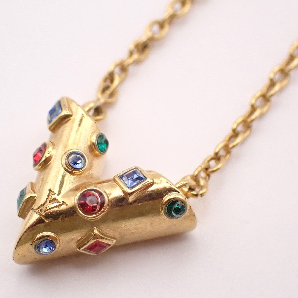 Louis Vuitton Essential V Necklace Metal Gold Gold_Plated Necklace Jewelry