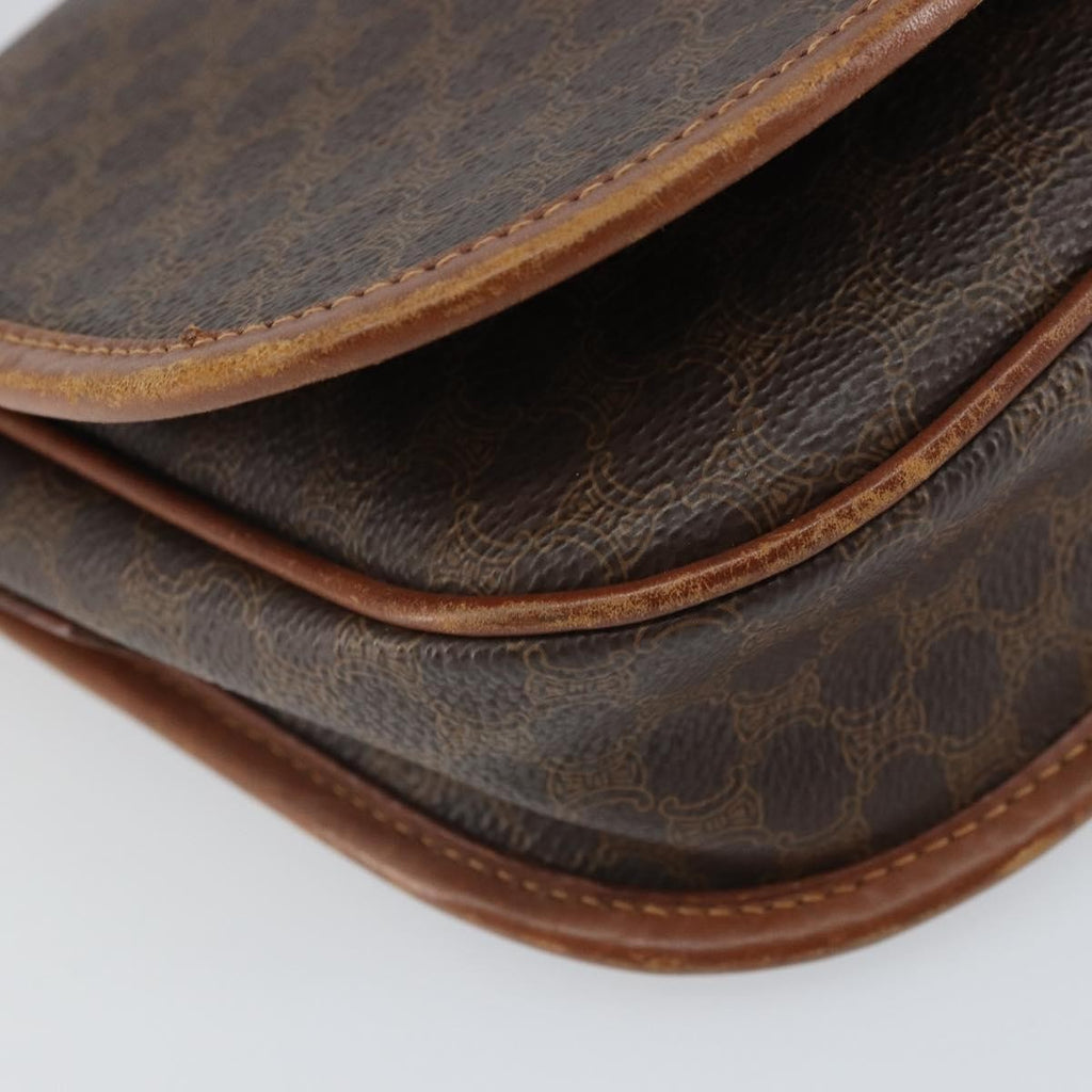 Celine Vintage Macadam Shoulder Bag Canvas And Leather Brown Canvas Shoulder Bag Bag