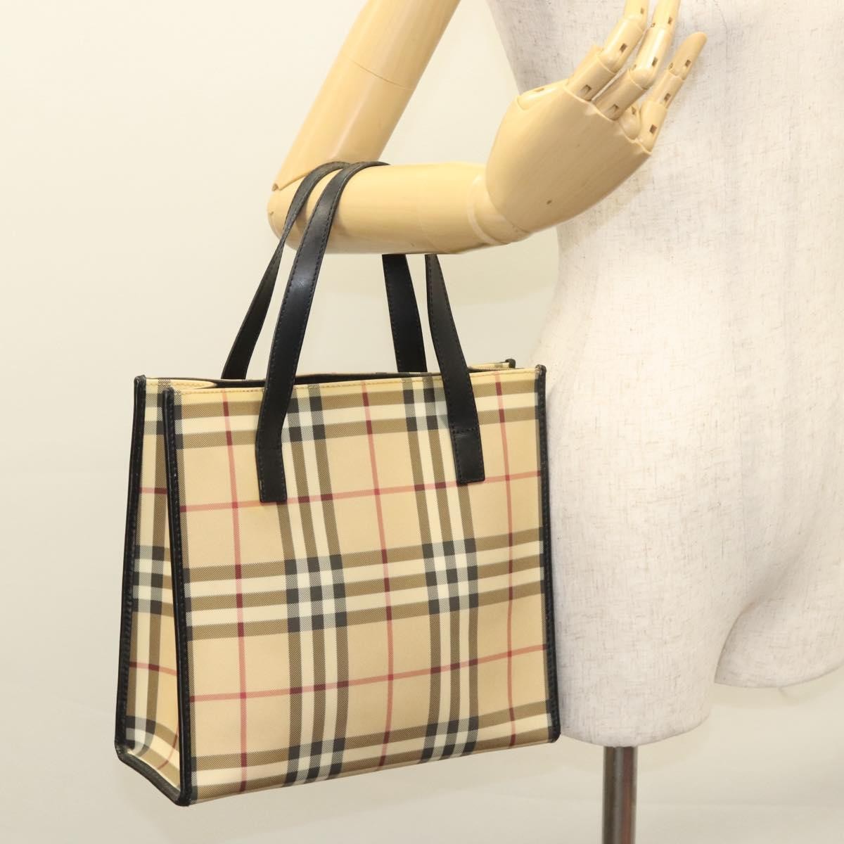 Burberry Nova Check Tote Canvas Check Pattern Beige Canvas Tote Bag